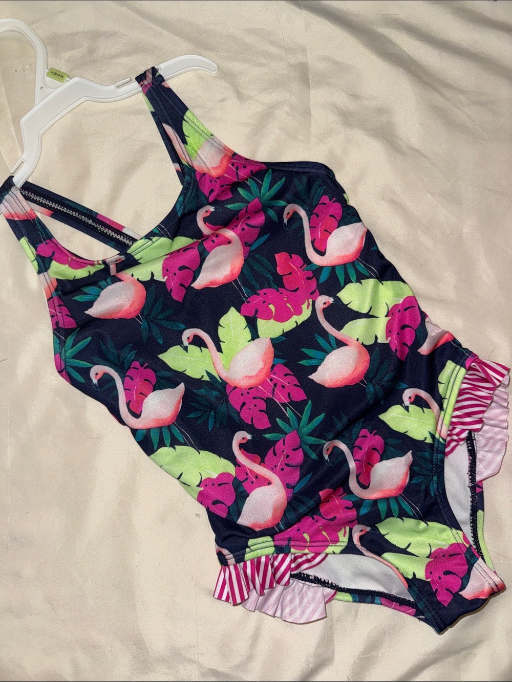 Gymboree Navy Pink Green Flamingo One-Piece Swimsuit